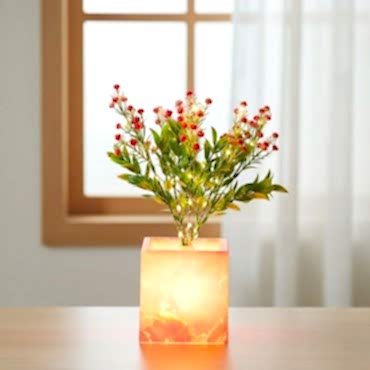 Pembe Saksılı LED Yapay Çiçek 