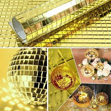 Kendinden Yapışkanlı Aynalı Kare Gold Sticker 30x30 Cm