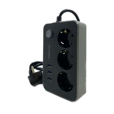 Akım Korumalı 3 Prizli 3 USB Girişli Uzatma Kablosu 