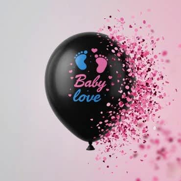 Pembe Konfetili Cinsiyet Balonu 