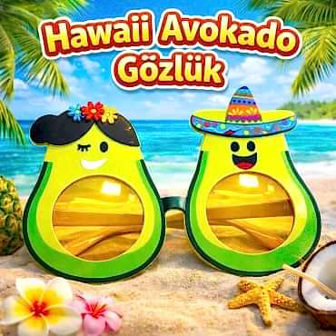 Hawaii Temalı Avokado Gözlük