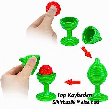 Yeşil Renk Sihirli Kupa Top Kaybetme Oyunu 7 cm