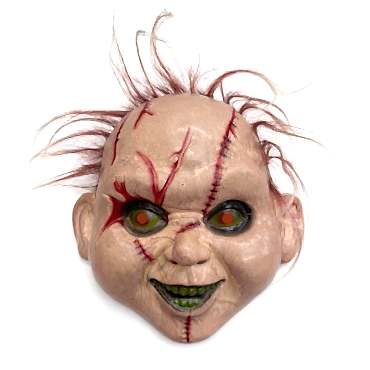 Saçlı Chucky Korku Maskesi – Gerçekçi Dikişli ve Detaylı Maske